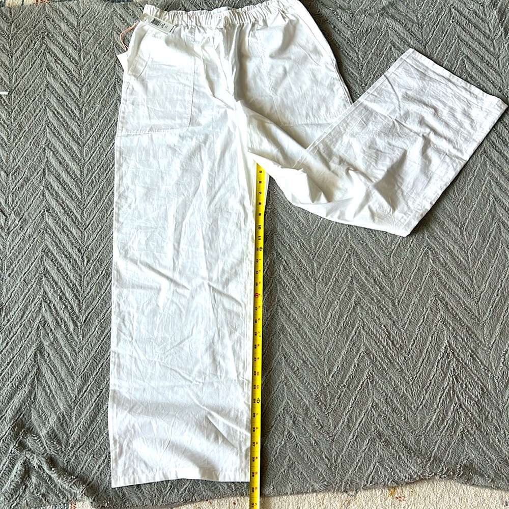 Aritzia Little Moon White Cotton Pants Medium Long - Picture 5 of 7
